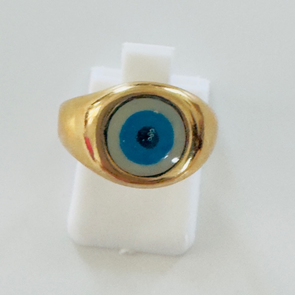 Blue Evil Eye Women's Ring. 18K Gold Plated. New